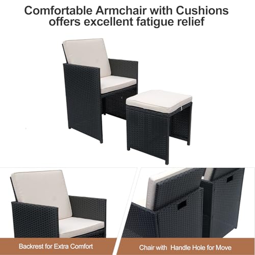 Panana 8 Seater Rattan Garden Dining Set with Table, 4 Chairs & 4 Stools, Cube Space Saving Outdoor Furniture for Patio, Conservatory & Garden 4 Panana 8 Seater Rattan Garden Dining Set with Table, 4 Chairs & 4 Stools, Cube Space Saving Outdoor Furniture for Patio, Conservatory & Garden - Image 4