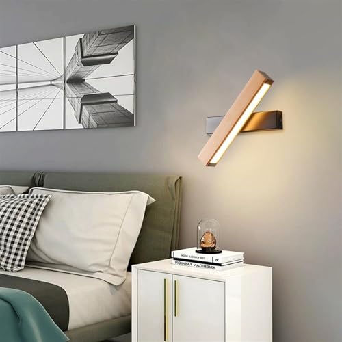 Aplique de pared LED de madera giratorio 360 con cable para sala 4