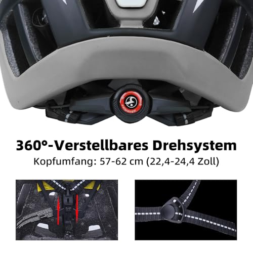 Shinmax Fahrradhelm für Herren Damen MTB Fahrradhelm mit LED USB Rücklicht Radhelm mit Visier...