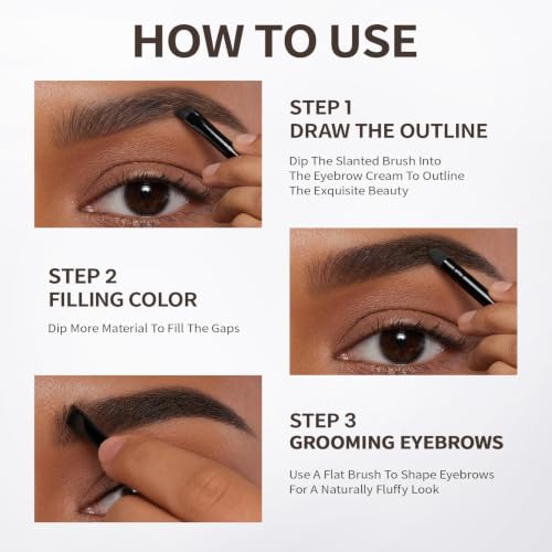 FOCALLURE Eyebrow Pomade with Brush Waterproof 16HR Vegan CHOCOLATE - image 6