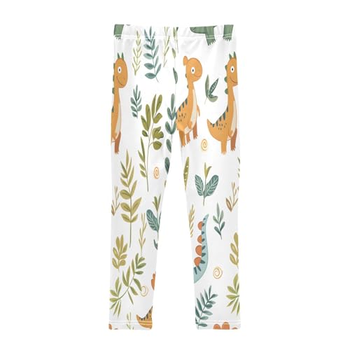 Bolaz Toddler Girls Leggings Printed Yoga Pants Leggings Orange Green Dinosaur for Kids2