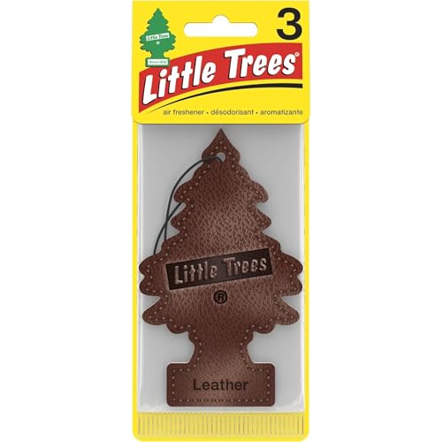 Image of LITTLE TREES Car Air Freshener | Hanging Paper Tree for Home or Car | Leather | 3 Pack