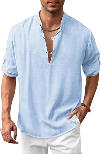 Image of Zombom Men's Kurta || Chinese Collar Long Sleeves || Straight Hip Length Kurtas || Short Kurta for Men || for Festival || Function || Occasion Wear Fancy Kurta for || Best Gifts for Men