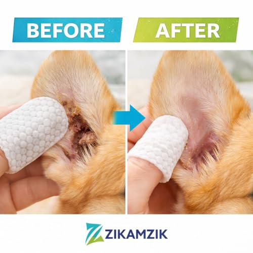 Image of Pet Ear Cleaner Finger Wipes for Dogs & Cats | Alcohol-Free Pet Ear Cleaning Wipes | 50 Pcs Disposable Finger Pads for Ear Wax Removal, Itch Relief, Odor Control & Hygiene Grooming Care