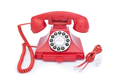 Teléfono telefónico clásico GPO rojo con botones miniatura 6