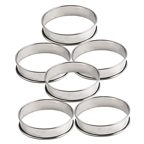 NAMOARLY 6pcs Metal Mousse Ring Molds Stainless Steel Baking Molds Ideal for Mousse Cookies More