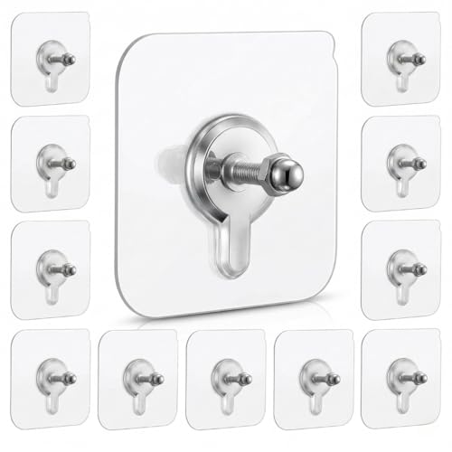 Image of 10 Pcs Stainless Steel, PVC, ABS Nail Free Seamless Adhesive Non-Trace No Drilling Installation Hanging, Waterproof Screws Wall Hook (Transparent)