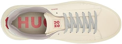 HUGO Mens Cupsole Leather Lace Up Sneaker, Cloud White, 8 US | Image 4