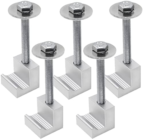 MIYLEE Truck Tool Box Mounting Kit, Aluminum Mounting Clamps for Pickup Truck Tool Box Mount Tie Downs J Crossover J Hook Tool Box Pickup 5 Pcs,Silver