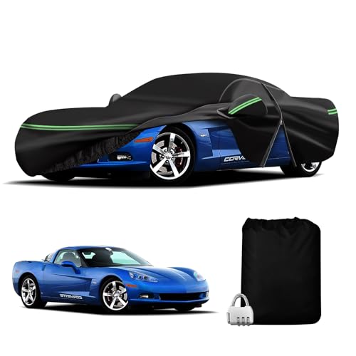 Image of for Corvette 2005-2013 C6 Car Cover 210D Outdoor Waterproof UV Protection, with Cotton Layer, Zipper Door, Reflective Strip, Storage Bag, for Chevy C6