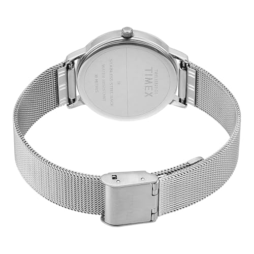 Image of TIMEX Analog Watch for Women with Blue Round Dial & Silver Stainless Steel Bracelet Band Water Resistant Women's Wrist Watches - TWEL15623