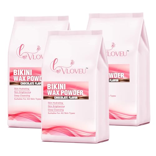 Image of VLOVEU - Bikini Wax Powder For Women - 5 Minutes Painless Herbal Wax Powder For Hair Removal|Easy To Use At Home, No Chemicals - No Irritation, Bikini Wax (120G) (Chocolate, Pack Of 3)
