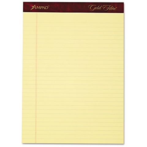 Esselte Corporation Perforated Pads,Legal,50 Sheets,8 1/2" x 11 3/4" ,4/Pack,Canary Cover