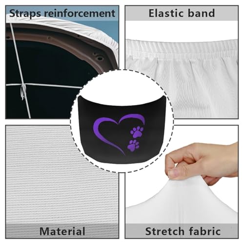 Image of Purple Heart Paw Print Car Hood Cover Stretch Fabric Covers for Car Hood Waterproof Universal Auto Accessories Easy Installation for Car Hood Decor and Protection