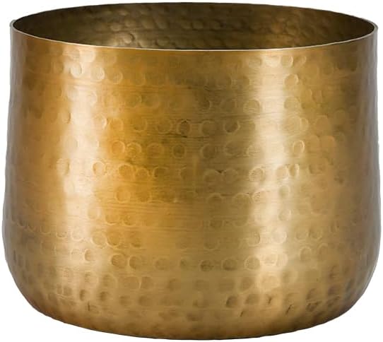 Serene Spaces Living Antique Brass Look Gold Hammered Pots: Stylish Indoor Planter, Decorative Accent for Potted Plants, Gold Flower Vase - Perfect for Weddings or Centerpieces, Small
