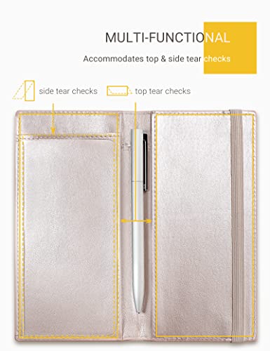 Image of Zreal Checkbook Cover for Men & Women, Premium Vegan Leather Checkbook Holder for Top & Side Tear Duplicate Checks with RFID Blocking (Champagne)