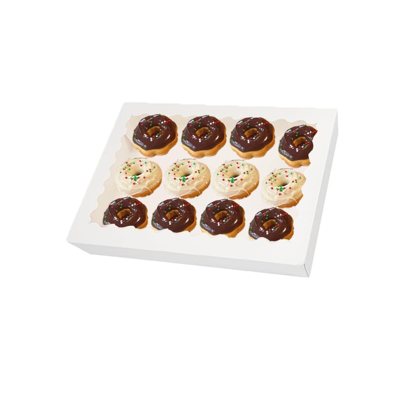 20 Pack Cake Boxes, 14 Inch Cake Box, 14x10x2.5 Square Bakery Boxes with Window: Large White Disposable Cake Boxes Ideal for Cake, Cookies, Pies, Cupcakes & Pastries Perfect for Weddings (white)