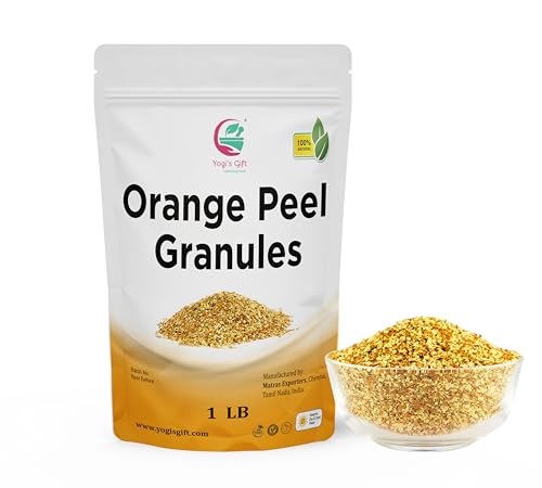 Dried Orange Peel 1 LB | Rich Citrus Aroma and Flavour | Small Granules | Perfect for Tea, Cookies, Rye breads, Seasoning & more | by Yogi's Gift®