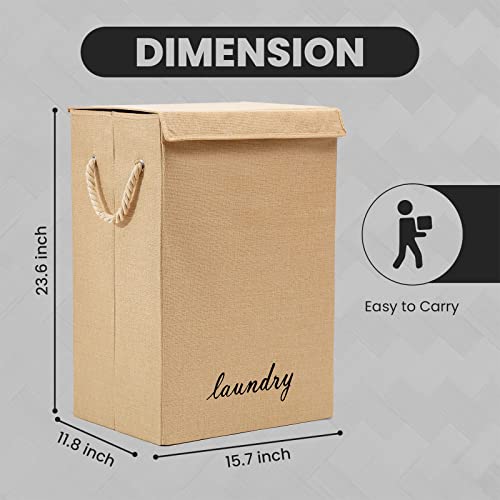Fb Funkybuys Laundry Basket Folding Bin Bag Hamper With Lid Fabric Baskets Dirty Washing Clothes Storage For Bedroom, Bathroom, Laundry Room (Cream) #TOP2