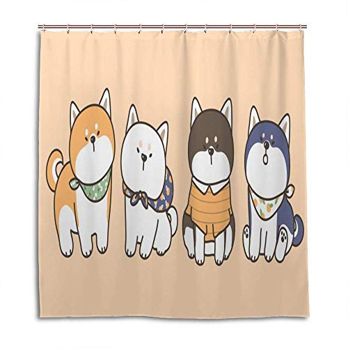 Rideau de douche Shiba Inu en polyester imperméable de qualité supérieure - 2