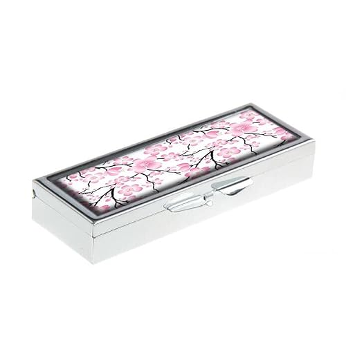 LuxSweet Cherry Blossom Pill Box Case Custom 3 Grid Folding Pill case Vitamin Drug Medicine Organizer Portable Pill Box