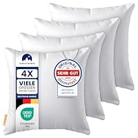 Gentle North Kopfkissen (50x50 cm groß) - 4er Set Kissen für Bett und als Dekokissen - Mit Reißverschluss für Füllung - Sofakissen - Zierkissen für Couch und Sofa - Ökotex - Waschbar bis 60° - Weiß