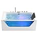 Empava 59” Whirlpool Bathtub, Jetted Tub with Light,SPA Hydromassage with Chromatherapy,Acrylic,3-Side Apron,White