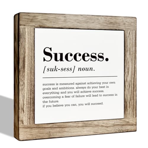 Success Wooden Box Sign - Motivational Home & Office Decor,