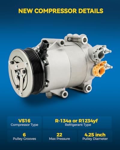 Image of PHILTOP YCC452 Air Conditioner AC Compressor with Clutch for Ford Fiesta 2017-2019, 2014-2016 1.6L /1.6T