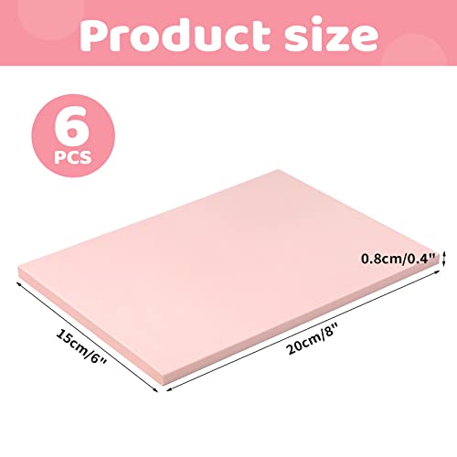 Oopsu 6 Pack 8"x6" Pale Pink Rubber Stamp Carving Blocks Rubber Carved Brick Soft Rubber Linoleum Block for Craft Project