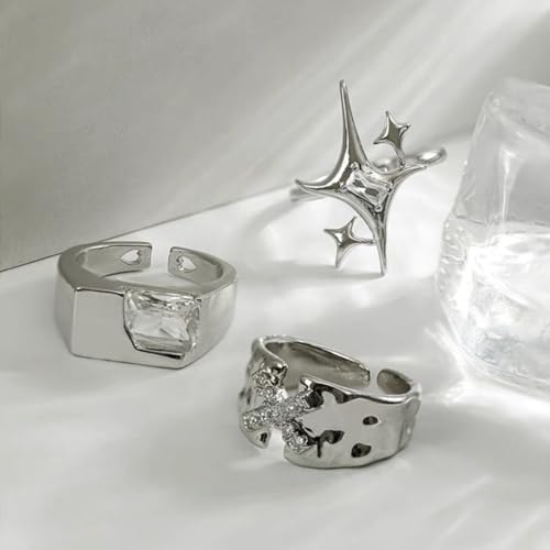 Star Rings For Women Teens Girls Y2k Silver Rings Adjustable Open Ring jewelry3