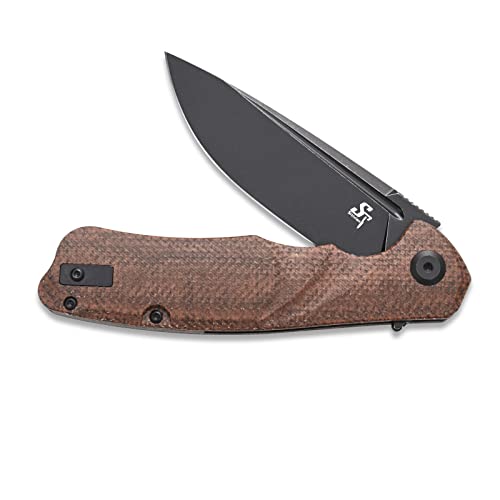 Sitivien St132 Folding Knife,D2 Steel,Micarta Handle Edc Knife With Liner Lock For Outdoor Hiking Camping(Brown) #TOP4
