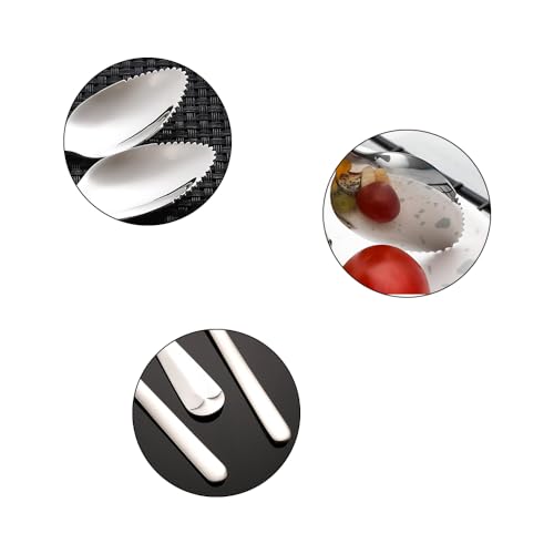 Miniatura 4 de Pamtns 4 Piezas Cuchara De Pomelo De Acero Inoxidable Pomelo Cucharas Cucharas De Sopa Cuchara De Fruta Triangular Cucharas De Postre Con Borde Dentado Para Manzana Kiwi Papaya Plateado