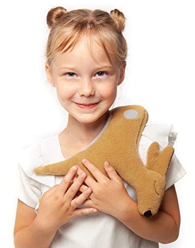 LESCHI Wärmekissen - Körnerkissen für Mikrowelle - Tier Reh Pink - anschmiegsames Nackenkissen mit Bio Weizen - ideal als Wärmespender im Winter und bei Verspannungen an Nacken Schulter Hals