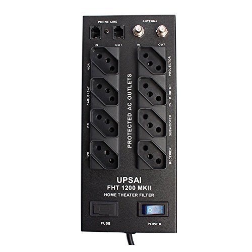 Upsai FHT 1200 MKII 220v - Filtro de linha com 8 tomadas Preto