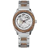 BOBO BIRD Mens Automatic Mechanical Watches Luxury 45mm Skeleton Stainless Steel Wood Watch for Men (White)