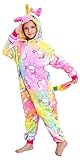 NewPlush Unisex Children Unicorn Pyjamas Halloween Kids Onesie Costume (4T, Colorful flying horse)