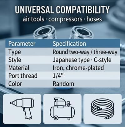 1/4" C-Type 2/3 Way Manifold Splitter Coupler Pneumatic Quick Fitting Air Pump Air Compressor Connector (2 way quick fitting)
