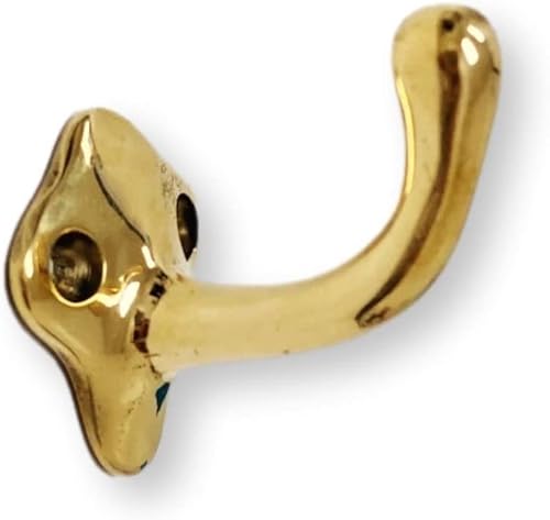 Gancho para abrigos y sombreros de latón pulido sin lacar Louie No.  Gancho Walll Robe disponible en Yaxa Venezuela