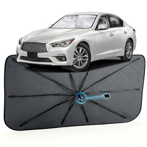 Image of Car Windshield Sun Shade for Infiniti Q50 2014-2026 -[Reflective Coated Fabric] Sunshade Umbrella for Front Window, Car Shades Sun Visor Keep Car Cool and Protects Interior, 1:1 Exact Fit