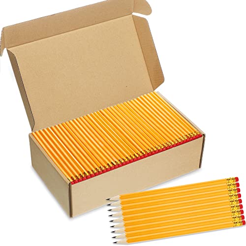 Zhehao 1200 Pcs #2 Hb Pencils Yellow Pencils, Wood Cased Unsharpened Graphite Wood Pencils With Eraser For Office School Supplies #TOP22