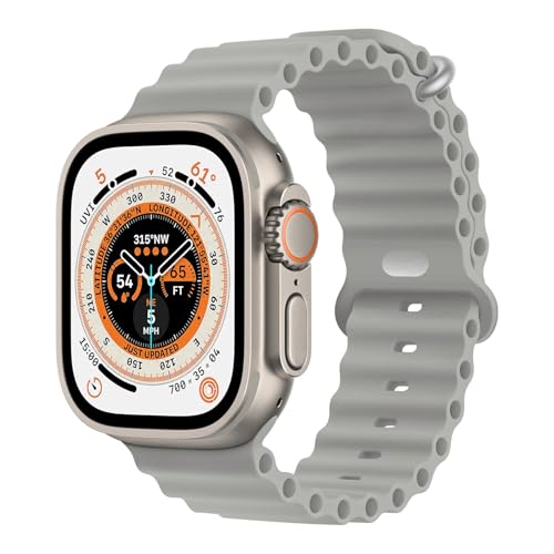 Ctswx Ocean Band Compatible with Apple Watch Ultra 3 Band 49mm 45mm 44mm 42mm 46mm Women Men Silicone Sport Bands Adjustable Strap With Buckle for Apple Watch Ultra 2/1 iWatch Series 11 10 9 8 7 6 5 4 3 2 1 SE Cloudy Gray