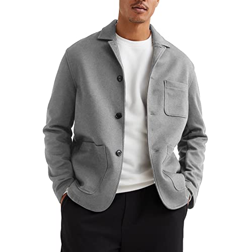 WZIKAI Men's Casual Sport Coat Jacket Regular Fit Lightweight Suit Jacket for Men Light Grey L