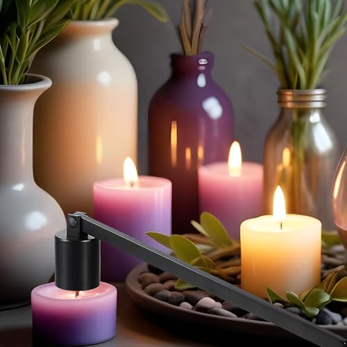 Exircy Kerzenlöscher, Edelstahl Kerzenlöscher Kerzenglocke mit Langem Griff Dochtlöscher FeuerlöScher Candle Snuffer Tragbare Kerze Werkzeug Zubehör Kerzen Ausmachen für Die Meisten Kerzen (Schwarz)