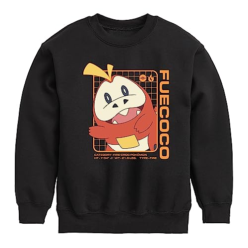 HYBRID APPAREL - Pokémon Fuecoco Stats - Kids Crewneck Fleece Sweatshirt