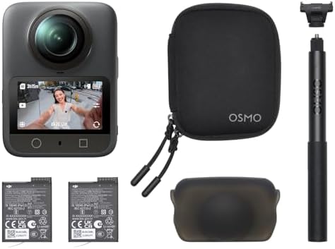 Osmo 360 Skiing Essential Combo, 360 Camera with 1-Inch 360° Imaging, Native 8K 360° Video, 4K/120fps & 170° Boost Video, 1.2m Invisible Selfie Stick Kit, Extended Battery Life with 2 Batteries