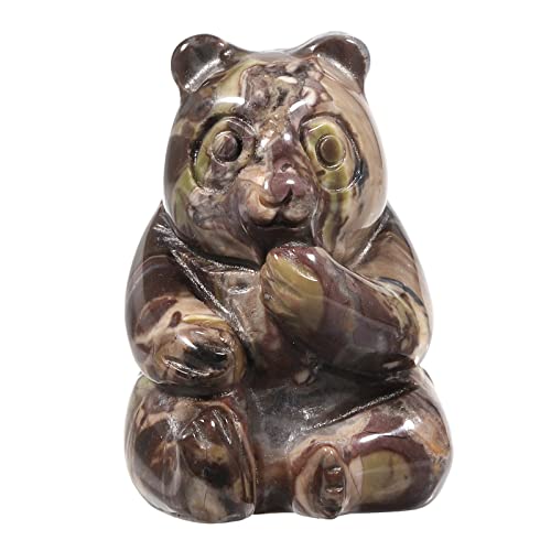 mookaitedecor Crazy Lace Agate Mini Carved Stone Bear Figurine