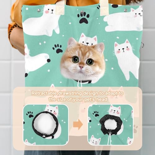 Sac de transport portable chats blancs pour balades urbaines avec animaux