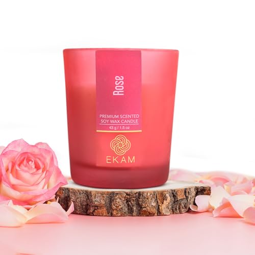 Image of EKAM Rose Votive Soy Wax Scented Candle, 40 Grams, 10 Hours Burn Time| Long Lasting Premium Candles | Ideal for Home Decor | Gifting & Aromatherapy