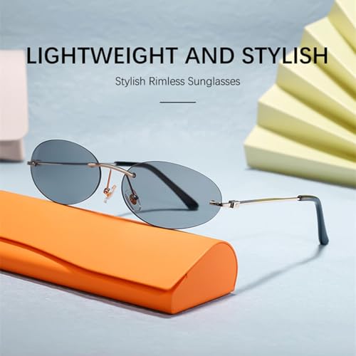 Small Oval Frame Sunglasses for Women Luxury Vintage Round Rimless Male Personality Fashion3